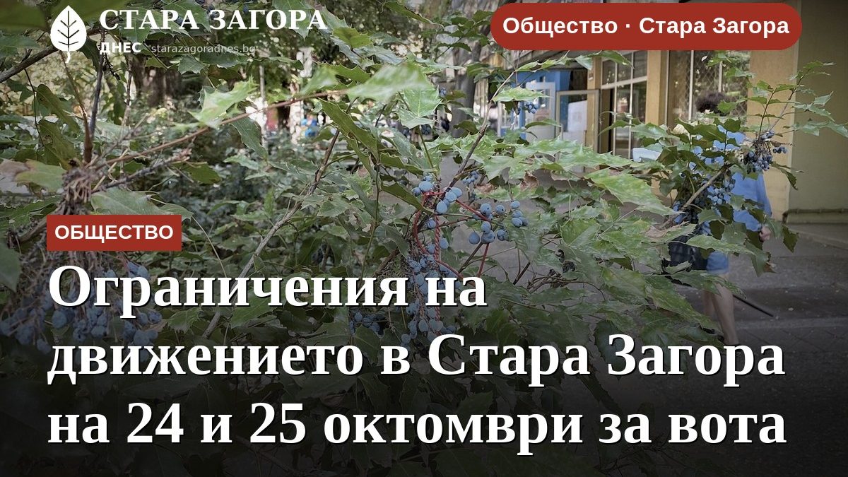 Ограничения на движението в Стара Загора на 24 и 25 октомври за вота