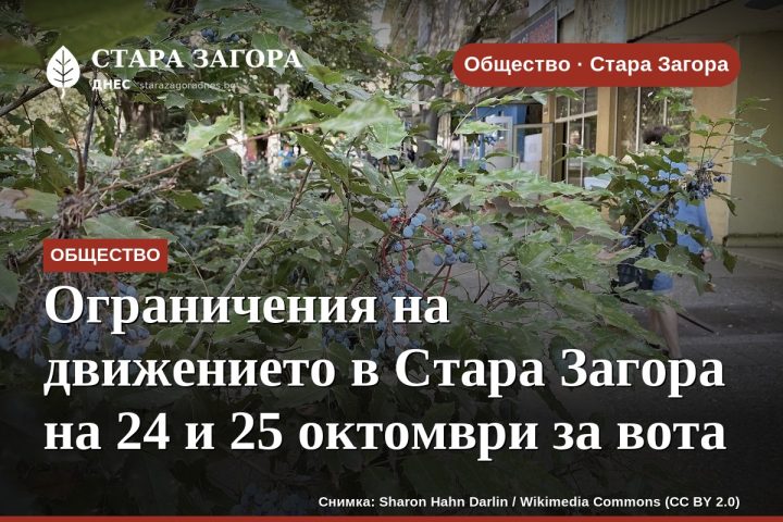 Ограничения на движението в Стара Загора на 24 и 25 октомври за вота