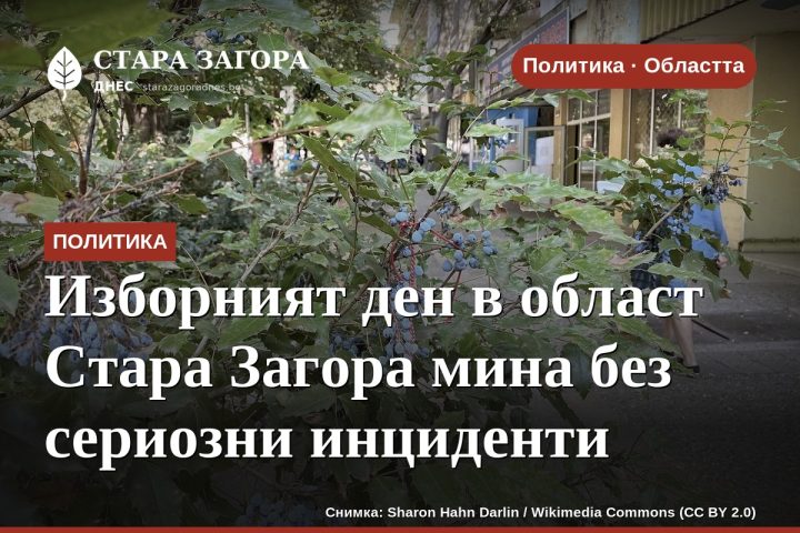 Изборният ден в област Стара Загора мина без сериозни инциденти