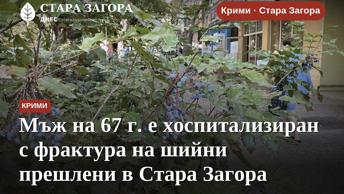 Мъж на 67 г. е хоспитализиран с фрактура на шийни прешлени в Стара Загора