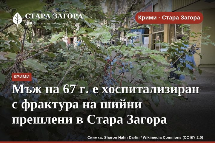 Мъж на 67 г. е хоспитализиран с фрактура на шийни прешлени в Стара Загора
