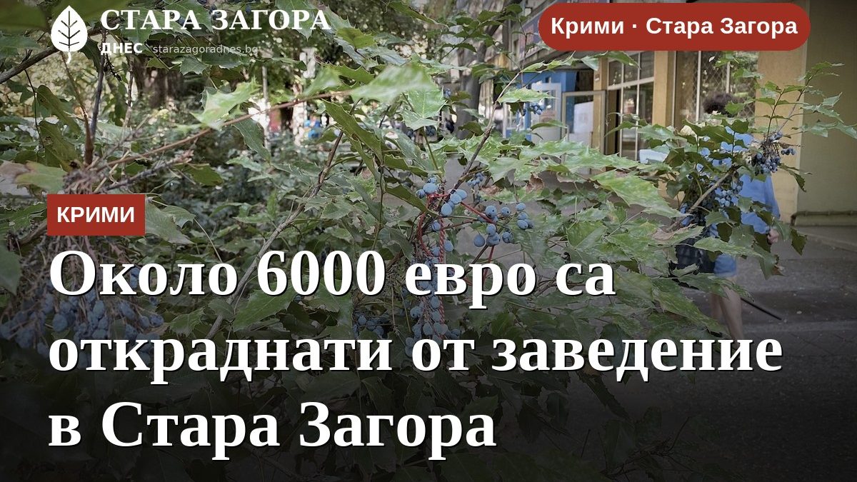 Около 6000 евро са откраднати от заведение в Стара Загора